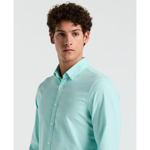 EcoVero Oxford Stretch Long Sleeve Shirt (Blue Tint) 