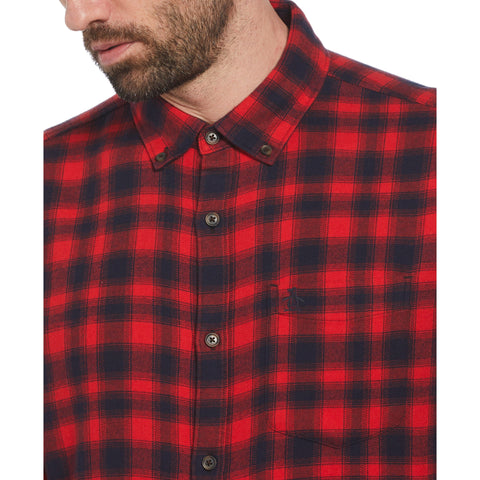 EcoVero™ Blend Plaid Flannel Shirt (Racing Red) 