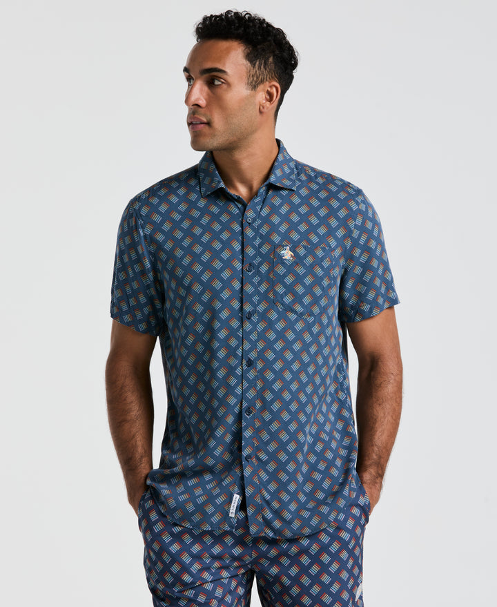 EcoVero Pride All-Over Tossed Stripe Shirt (Sargasso Sea) 