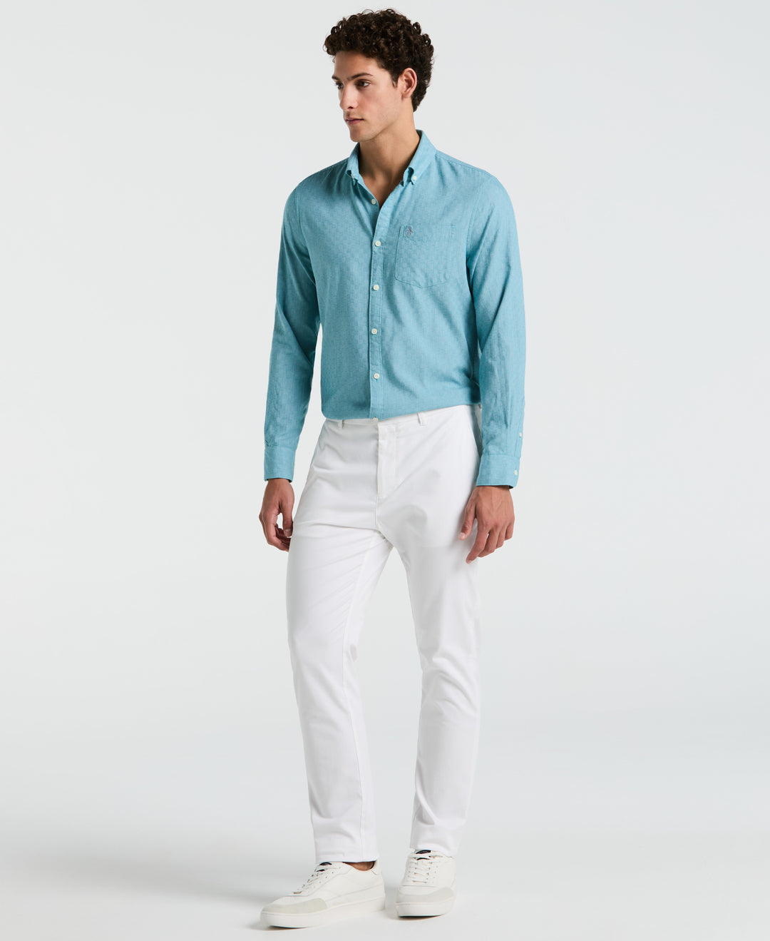 Long Sleeve EcoVero Tonal Check Shirt (Exotic Plume) 