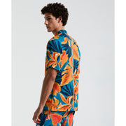 EcoVero™ Tropical Leaf Print Shirt (Mosaic Blue) 