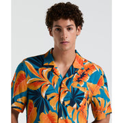 EcoVero™ Tropical Leaf Print Shirt (Mosaic Blue) 