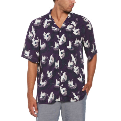 Cranes Print Shirt (Grape) 