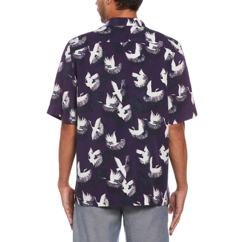 Cranes Print Shirt (Grape) 