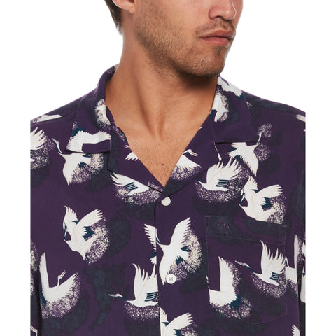 Cranes Print Shirt (Grape) 