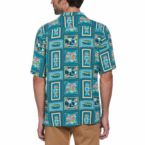 Floral Tile Print Shirt (Tahitian Tide) 