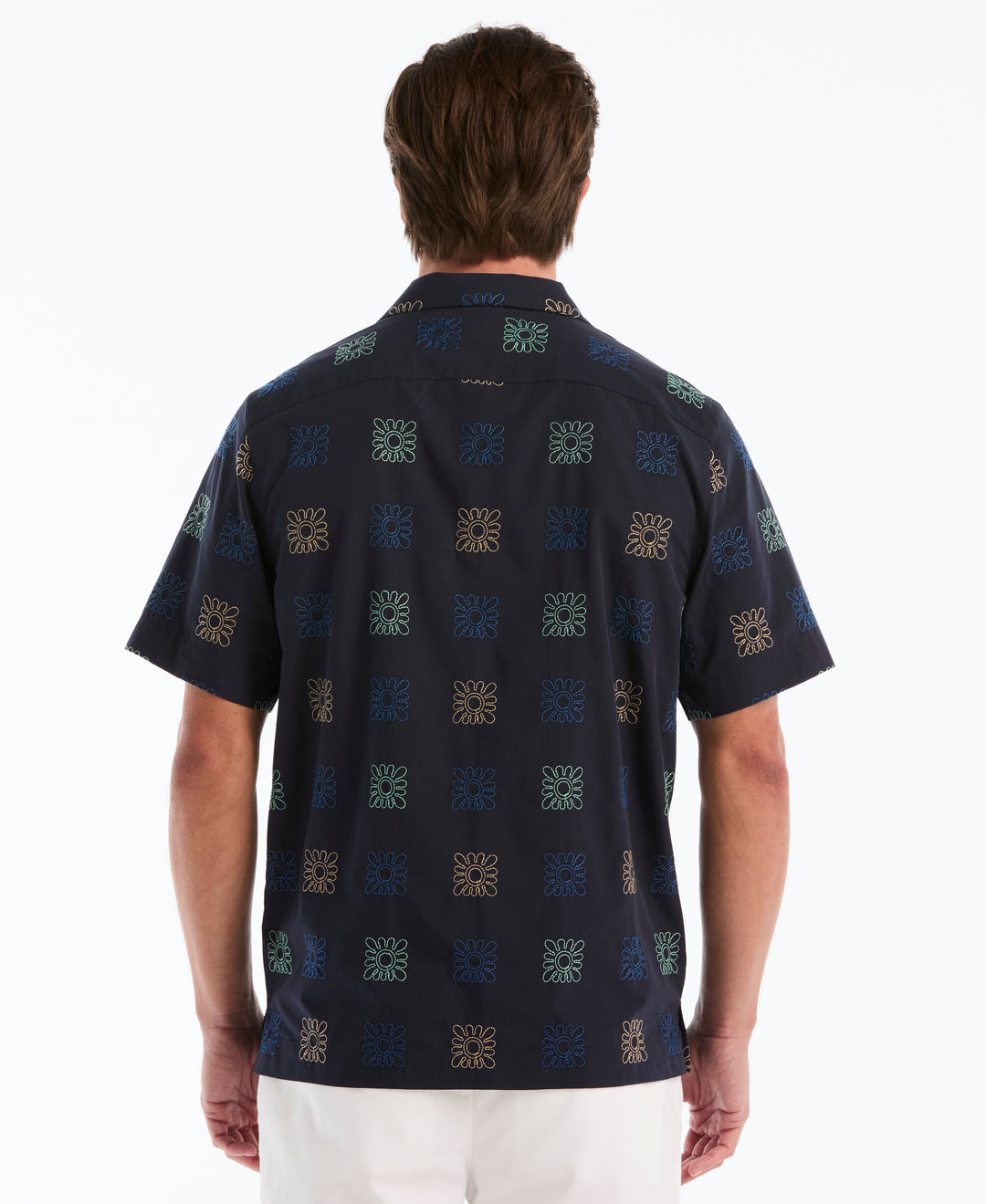 Cotton Embroidered Camp Shirt (Dark Sapphire) 