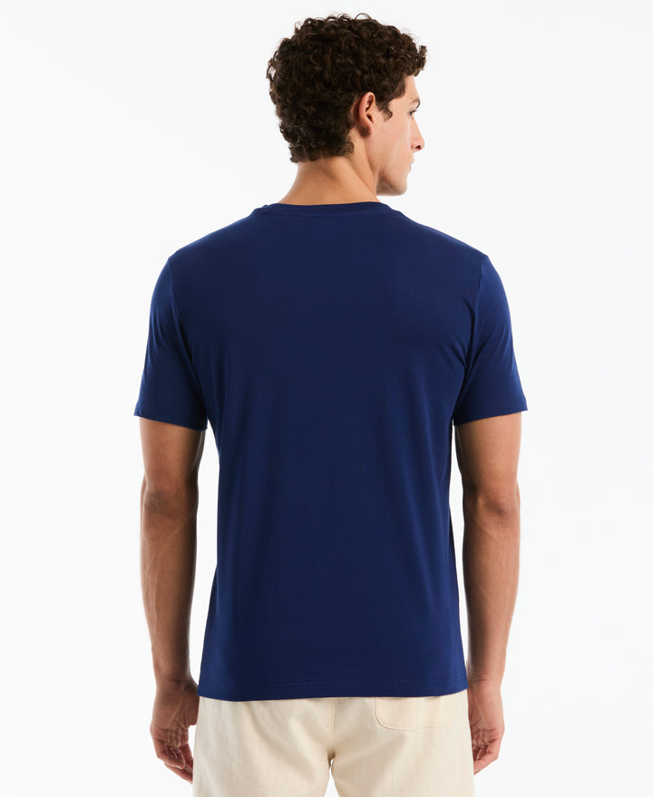 Cotton Embroidered Floral Graphic Tee (Blue Depths) 