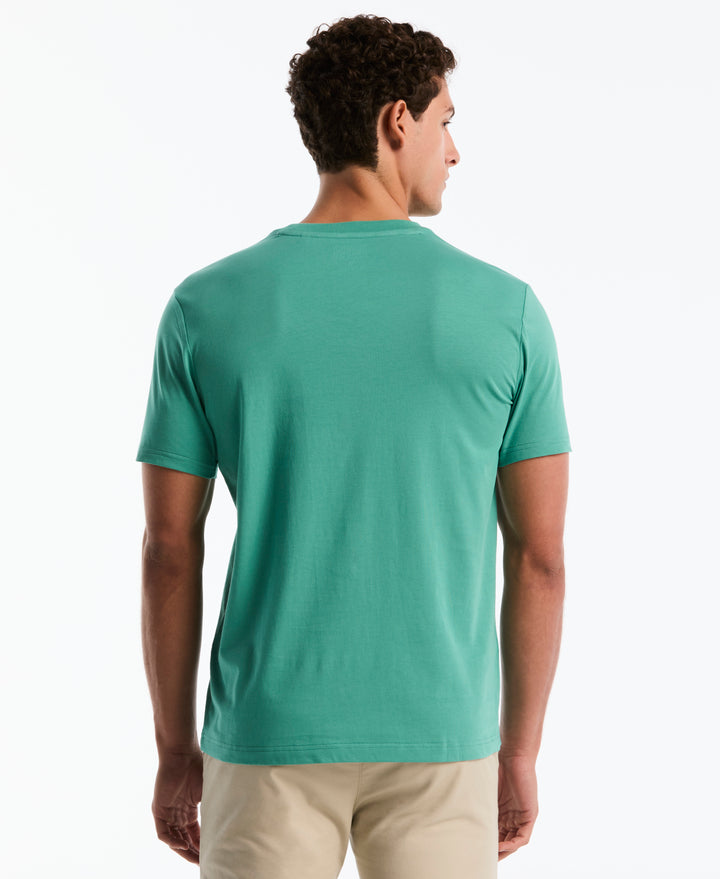 Cotton Embroidered Floral Graphic Tee (Beryl Green) 