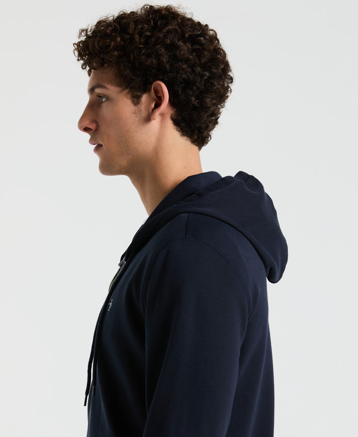 Full Zip Fleece Embroidered Pete Hoodie (Dark Sapphire) 