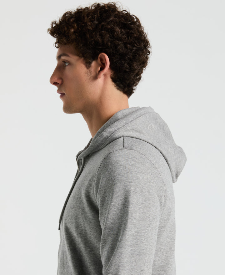 Full Zip Fleece Embroidered Pete Hoodie (Rain Heather) 