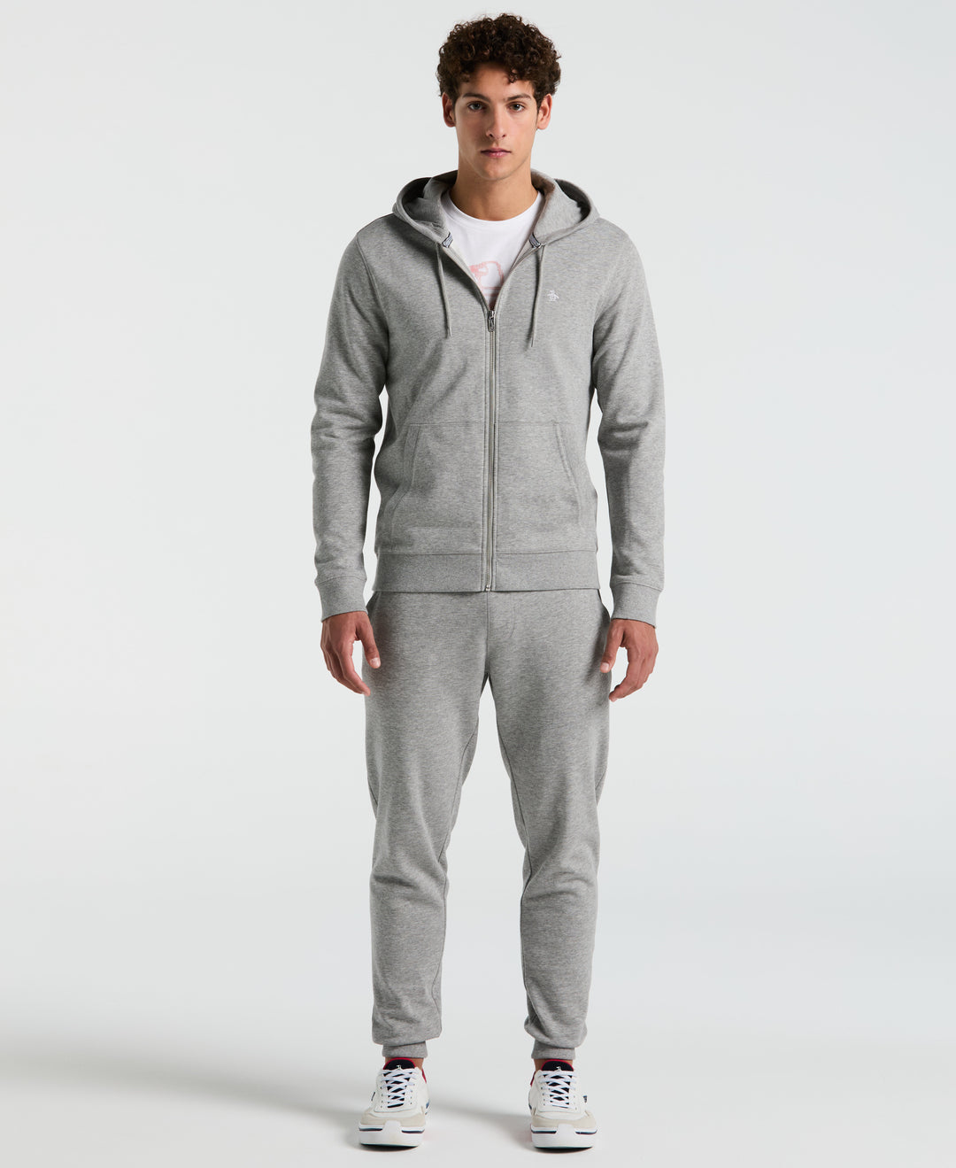 Full Zip Fleece Embroidered Pete Hoodie (Rain Heather) 