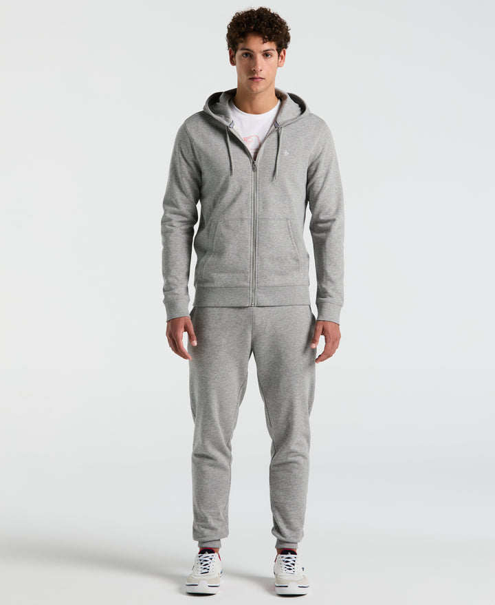 Full Zip Fleece Embroidered Pete Hoodie (Rain Heather) 