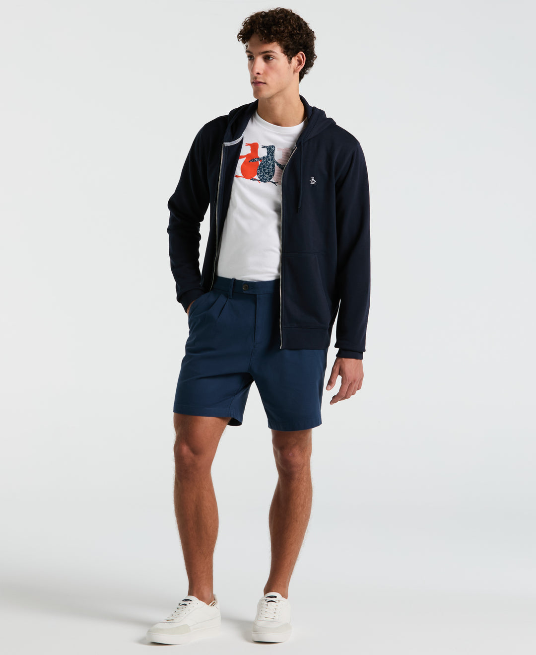 Full Zip Fleece Embroidered Pete Hoodie (Dark Sapphire) 