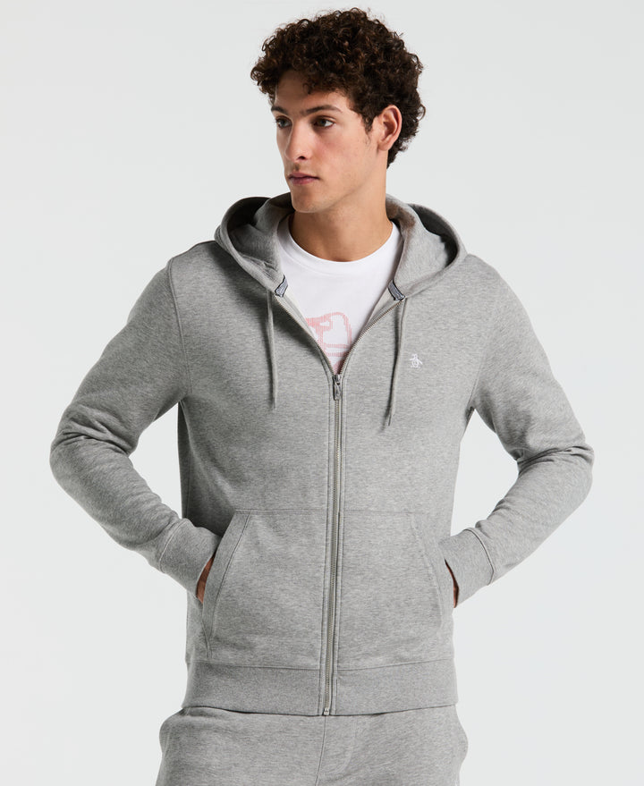 Full Zip Fleece Embroidered Pete Hoodie (Rain Heather) 