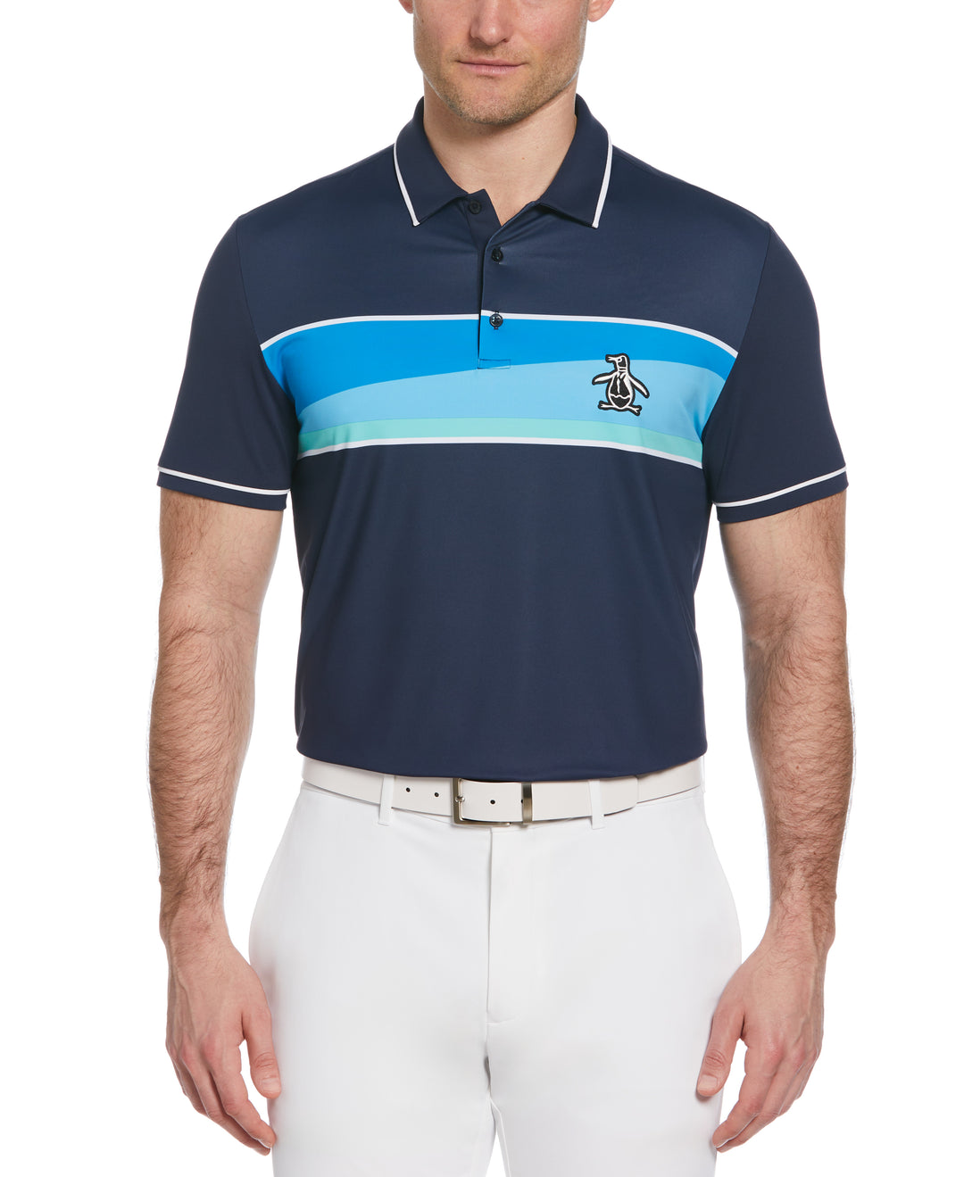 Engineered 80s Color Block Print Short Sleeve Golf Polo Shirt (Black Iris) 
