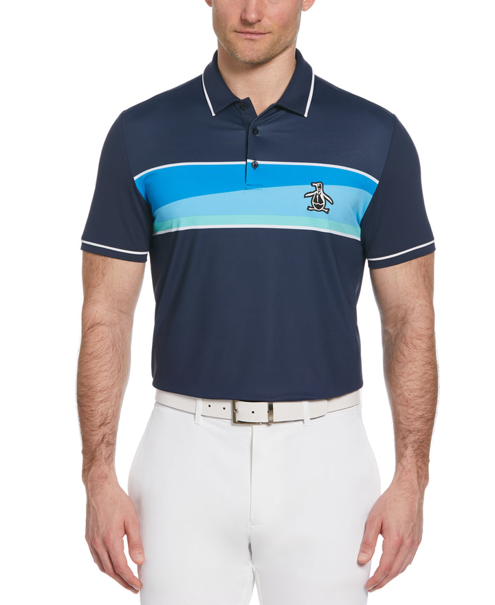Engineered 80s Color Block Print Short Sleeve Golf Polo Shirt (Black Iris) 