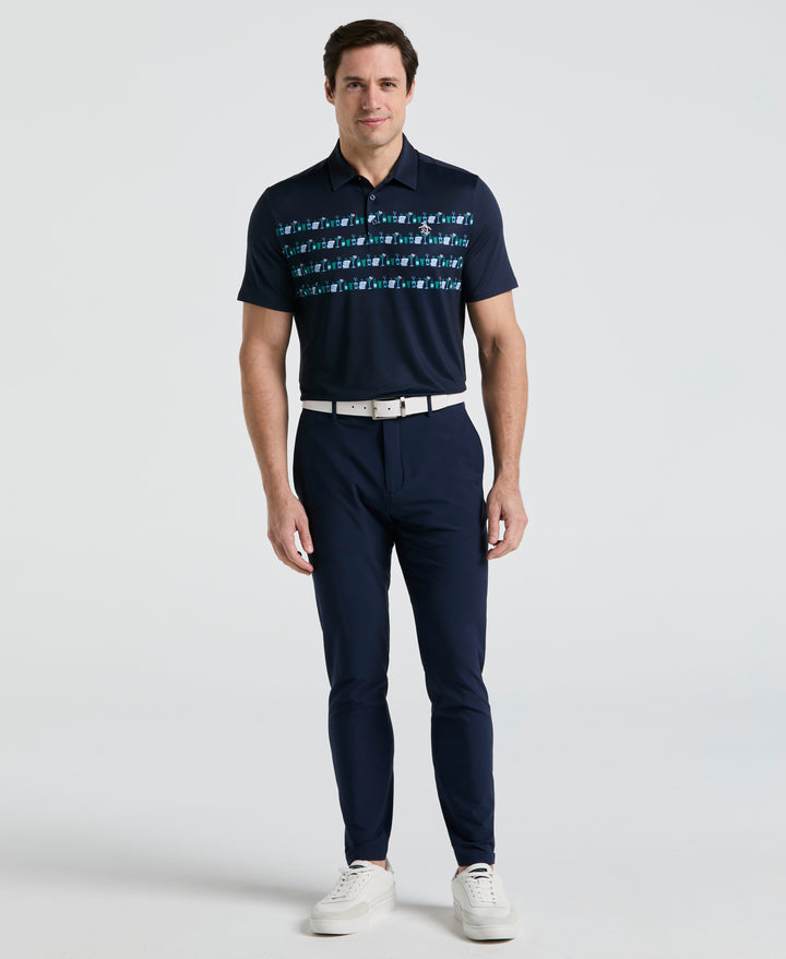 Cocktail Print Golf Polo (Black Iris) 