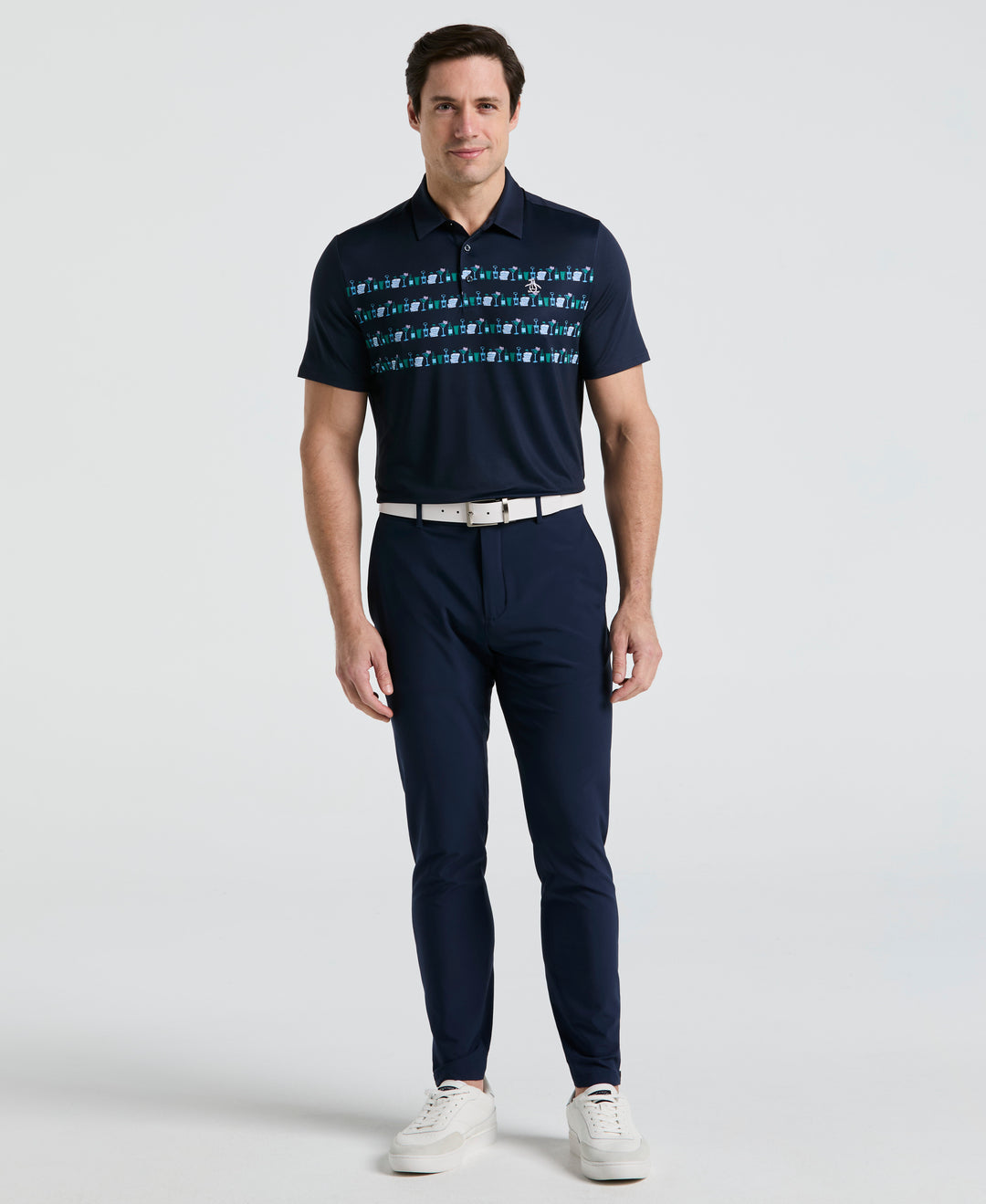 Cocktail Print Golf Polo (Black Iris) 