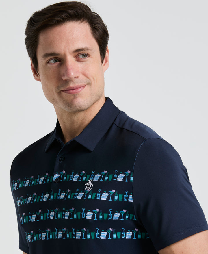 Cocktail Print Golf Polo (Black Iris) 