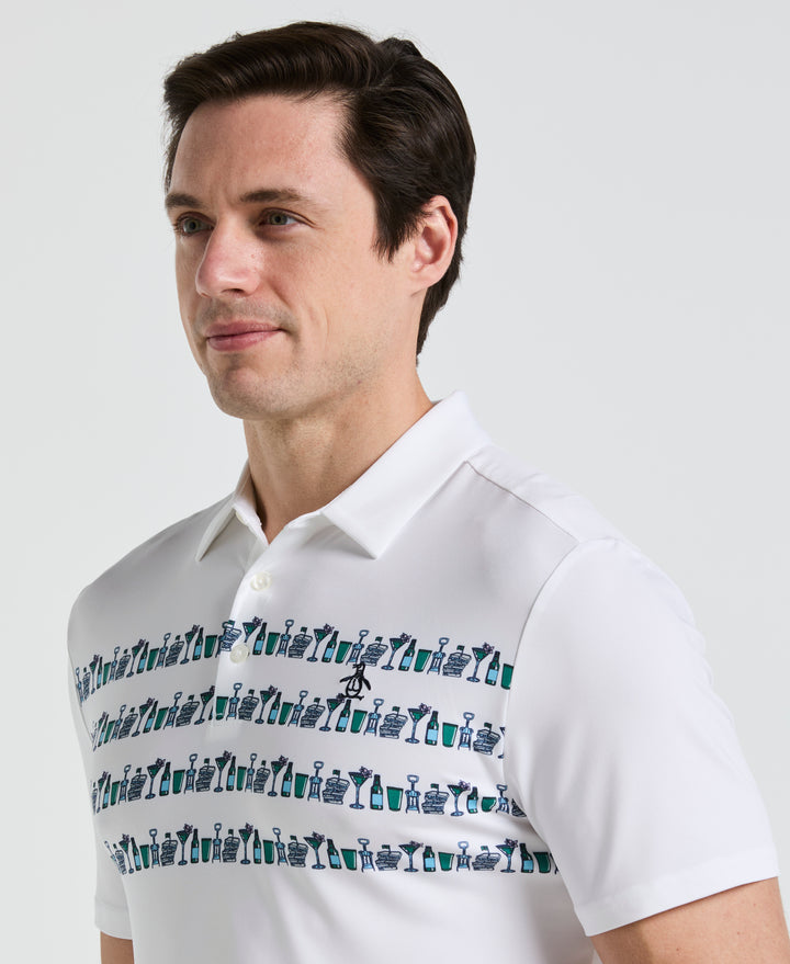 Cocktail Print Golf Polo (Bright White) 