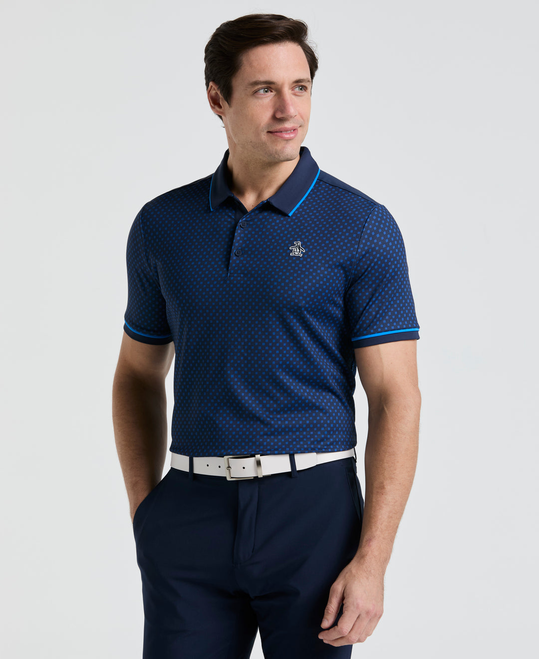 Caddy Graphic Print Golf Polo (Black Iris) 