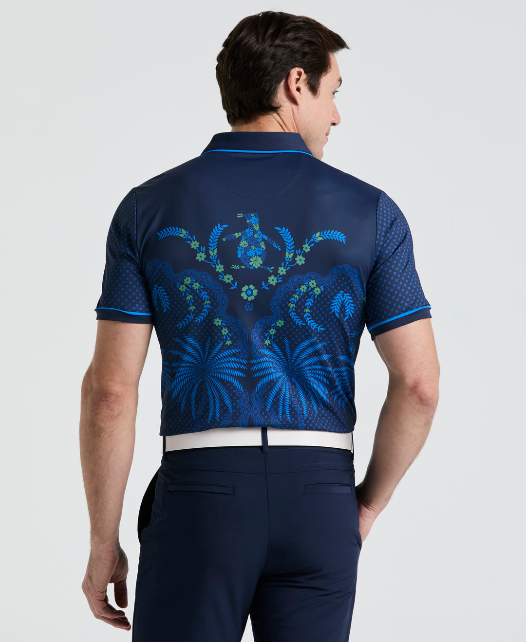 Caddy Graphic Print Golf Polo (Black Iris) 