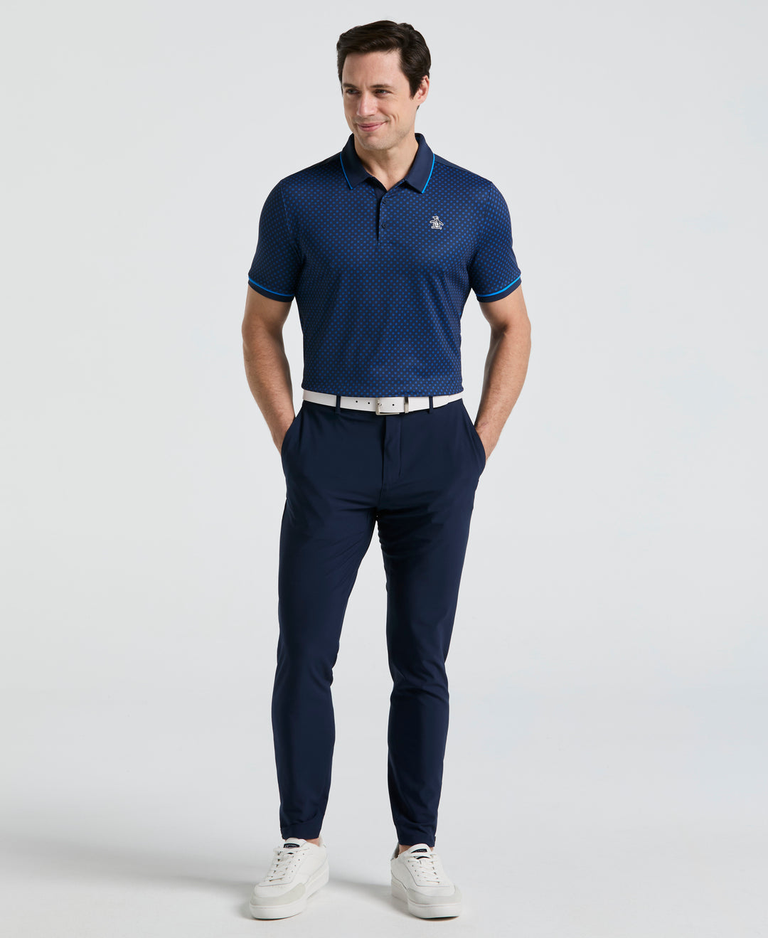 Caddy Graphic Print Golf Polo (Black Iris) 