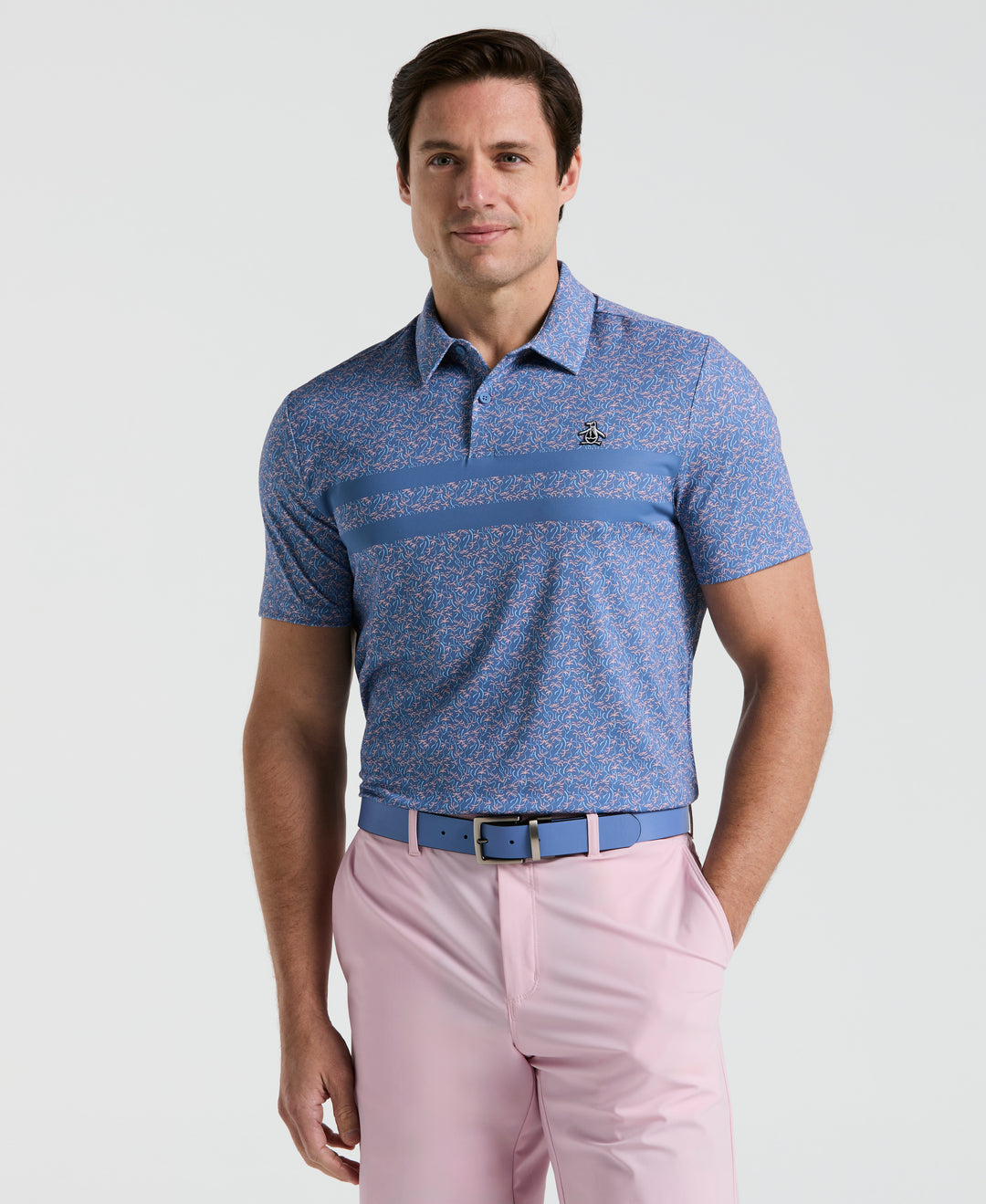 Stripe Print Golf Polo (Quiet Harbor) 