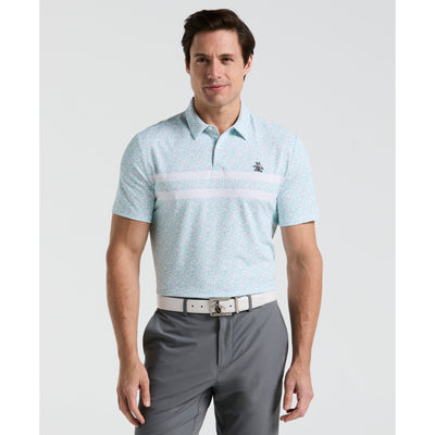 Engineered Novelty Stripe Printed Golf Polo Shirt (Bright White) 