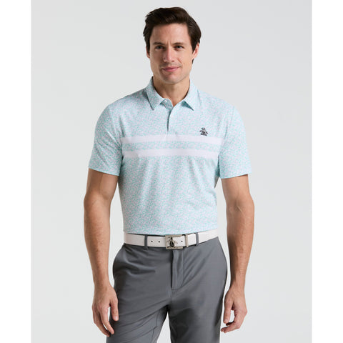 Engineered Novelty Stripe Printed Golf Polo Shirt (Bright White) 
