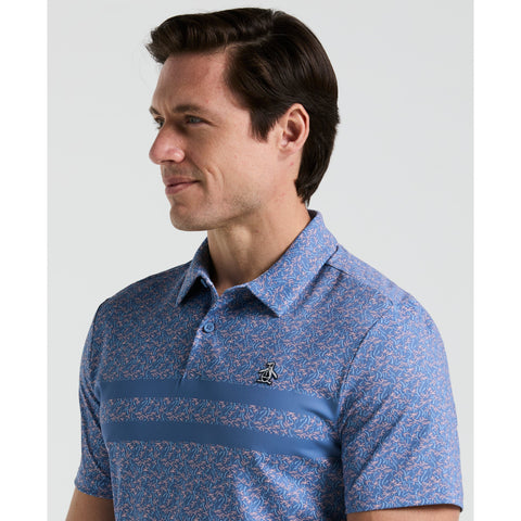 Engineered Novelty Stripe Printed Golf Polo Shirt (Quiet Harbor) 