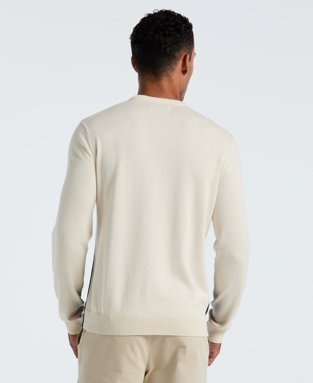 Cotton Engineered Stripe Crewneck Sweater (Dark Sapphire) 