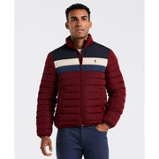 Lightweight Faux Down Colorblock Jacket (Cabernet) 