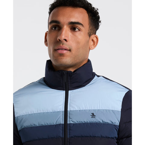 Lightweight Faux Down Colorblock Jacket (Dark Sapphire) 