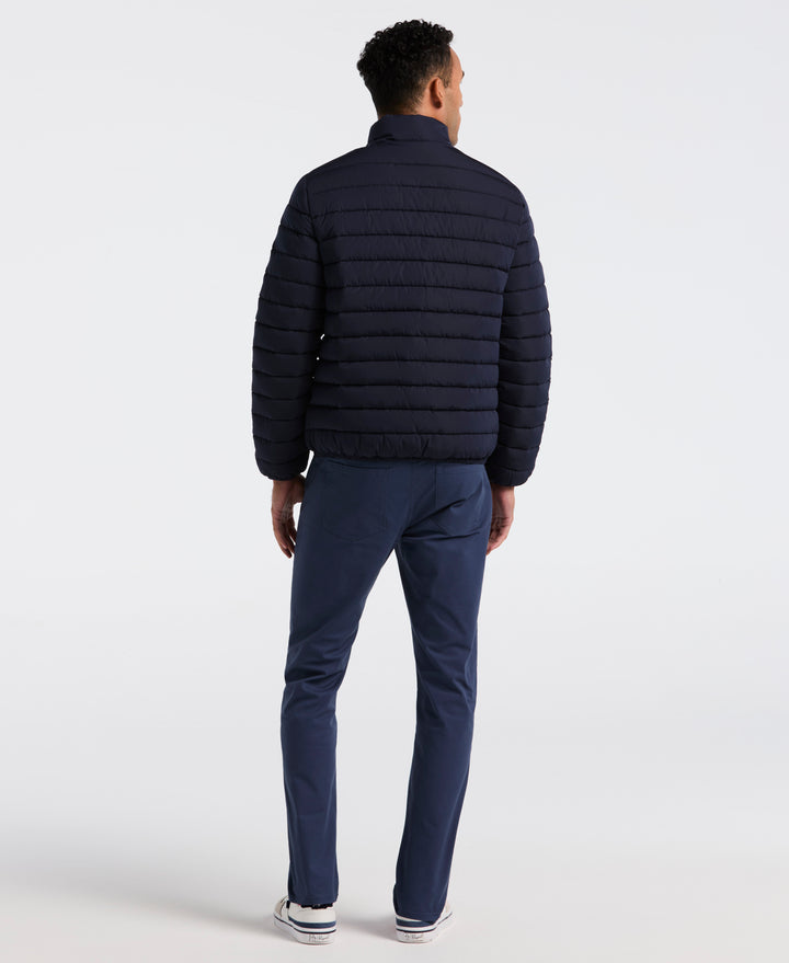 Lightweight Faux Down Colorblock Jacket (Dark Sapphire) 