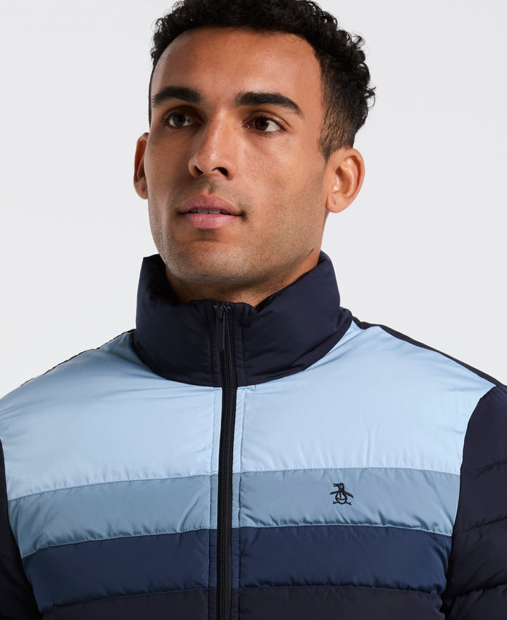 Lightweight Faux Down Colorblock Jacket (Dark Sapphire) 