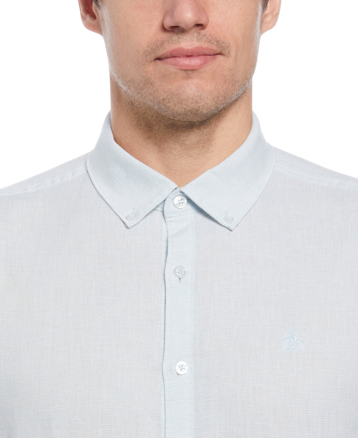 Feeder Stripe Linen Shirt (Cool Blue) 