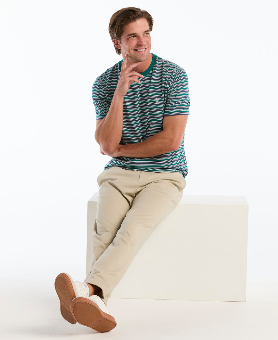 Cotton Jersey Feeder Stripe Tee (Storm) 