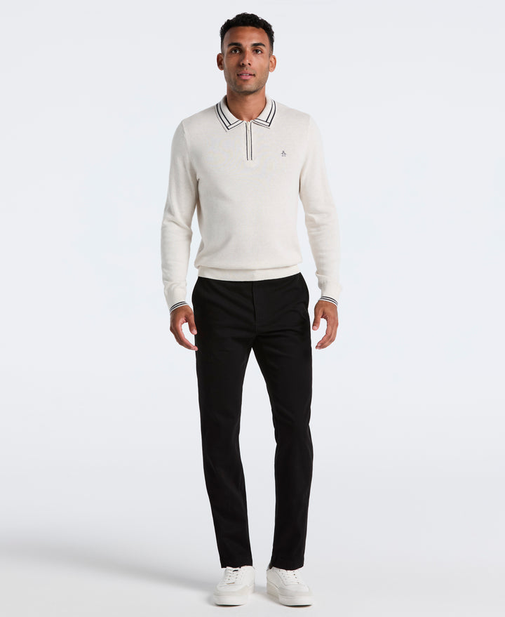 Flat Front Microsanded Chino Pant (Black) 