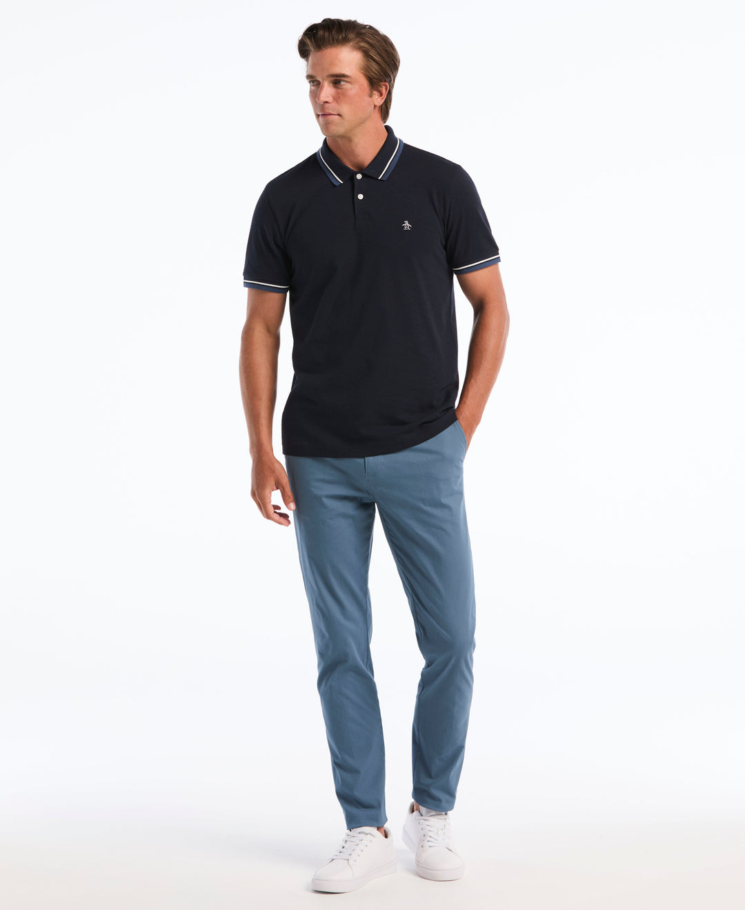 Flat Front Nylon Twill Chino-Pants-Bluefin-28-30-Original Penguin