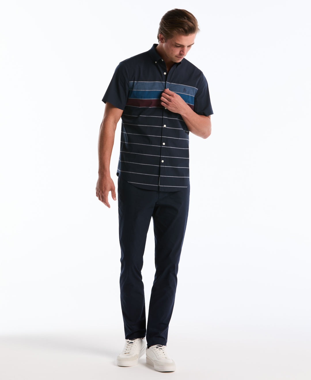 Flat Front Nylon Twill Chino Pant (Dark Sapphire) 