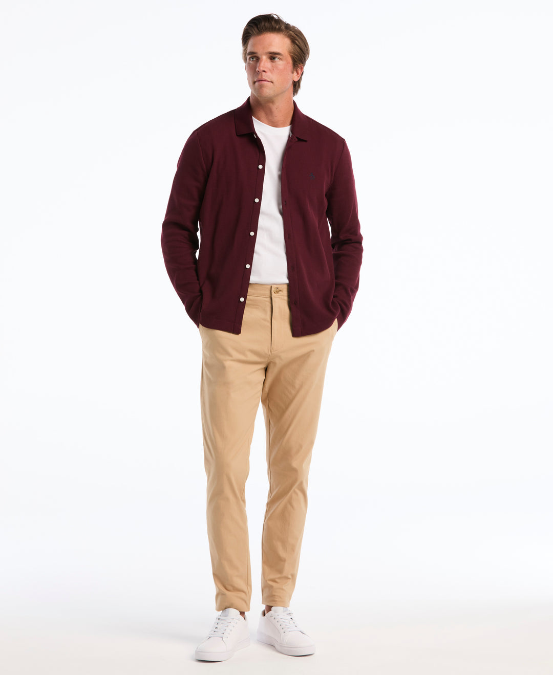 Flat Front Nylon Twill Chino-Pants-Original Penguin