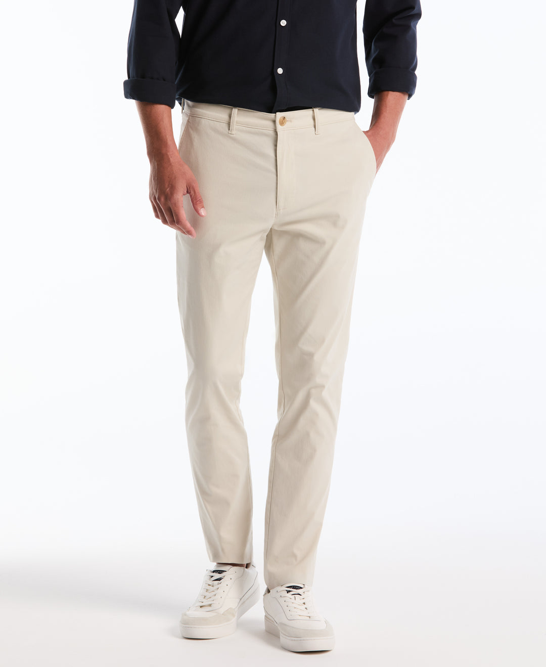 Flat Front Nylon Twill Chino Pant (Stone) 