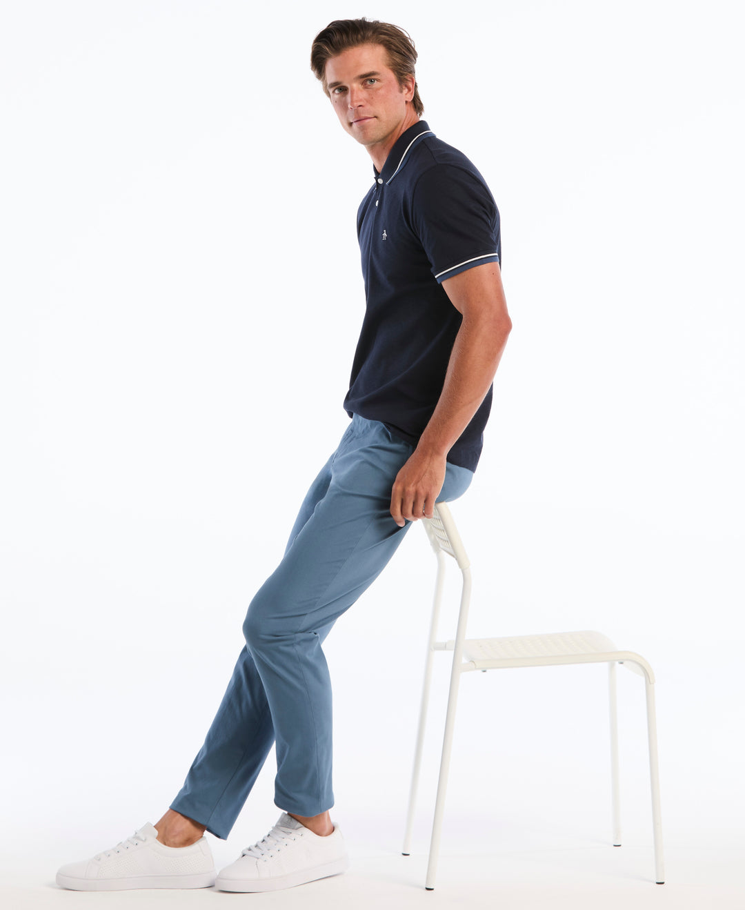 Flat Front Nylon Twill Chino-Pants-Original Penguin