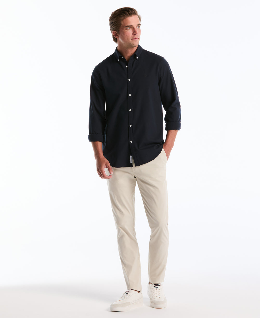 Flat Front Nylon Twill Chino Pant (Stone) 