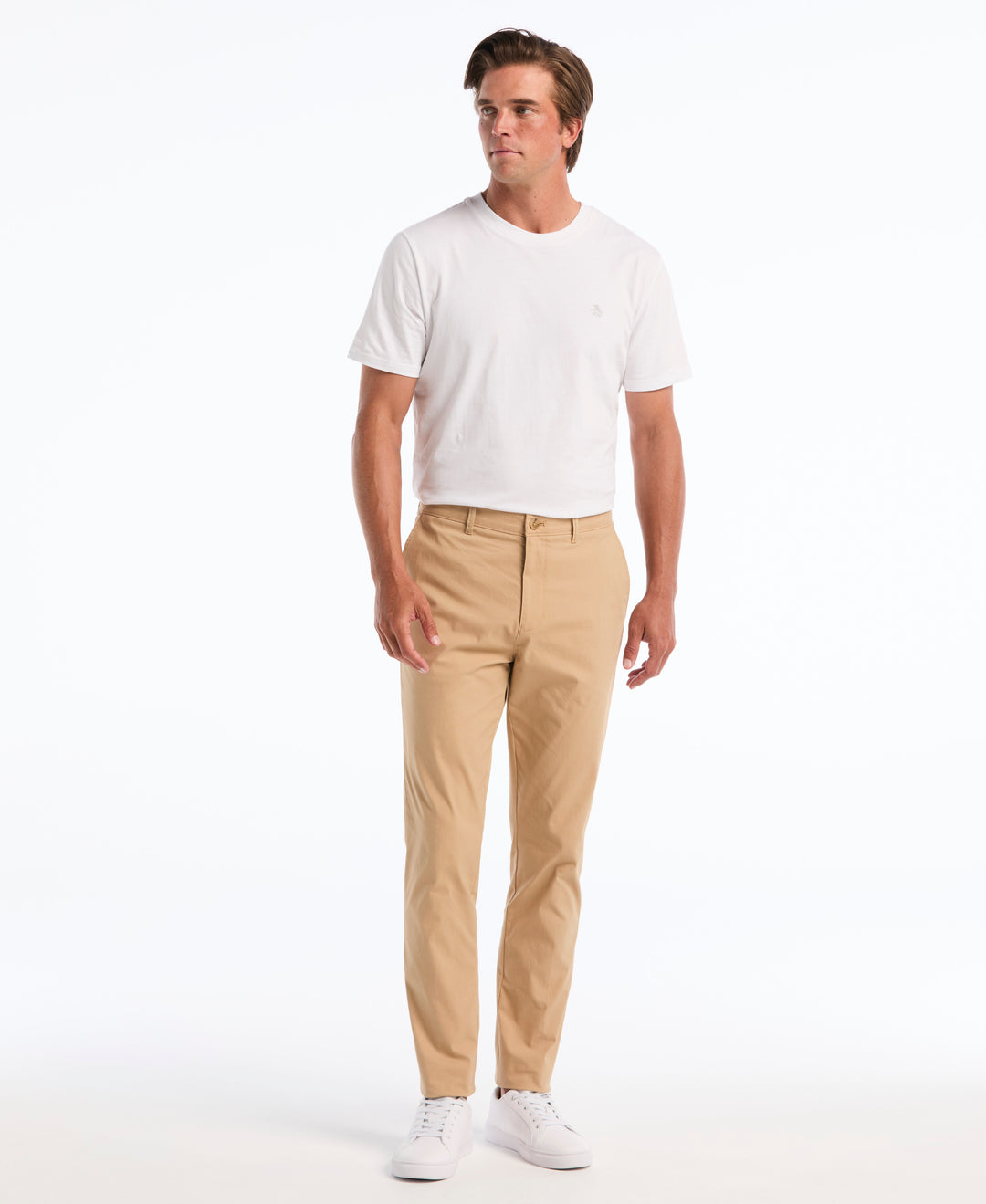 Flat Front Nylon Twill Chino-Pants-Travertine-28-30-Original Penguin