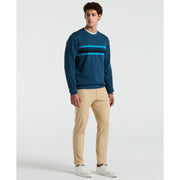 Fleece Chest Stripe Crew Neck Sweater-Sweatshirts-Original Penguin