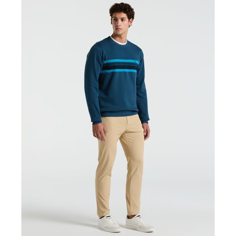 Fleece Chest Stripe Crew Neck Sweater-Sweatshirts-Original Penguin