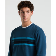 Fleece Chest Stripe Crew Neck Sweater-Sweatshirts-Original Penguin